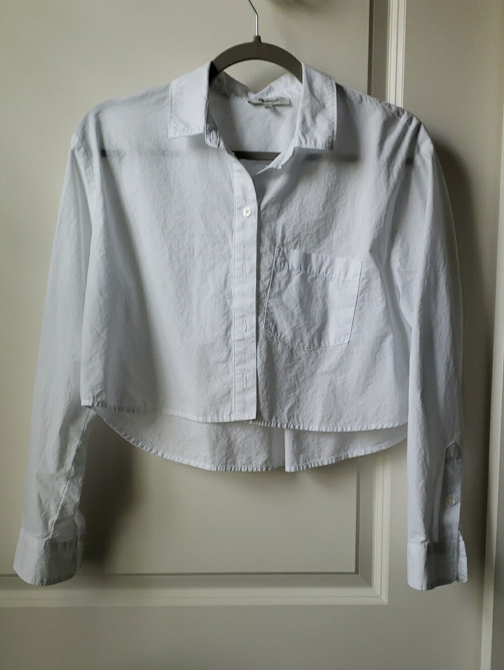 Madewell White Cropped Button-Down Shirt